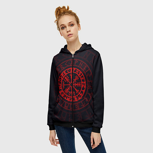 Женская толстовка на молнии Красный Вегвизир / 3D-Черный – фото 3