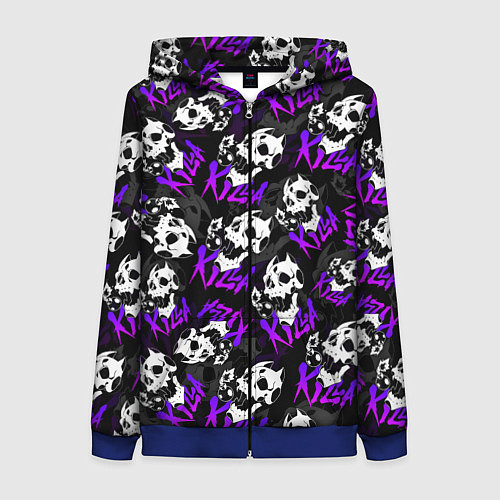 Женская толстовка на молнии JOJO KILLER QUEEN КОРОЛЕВА УБИЙЦА УЗОР / 3D-Синий – фото 1