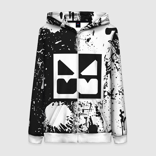 Женская толстовка на молнии GEOMETRY DASH BLACK & WHITE SMILE / 3D-Белый – фото 1