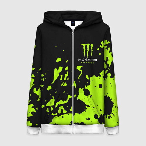 Женская толстовка на молнии Monster Energy green / 3D-Белый – фото 1