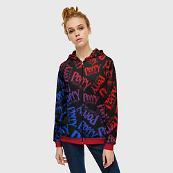 Толстовка на молнии женская POPPY PLAYTIME LOGO NEON, ХАГИ ВАГИ, цвет: 3D-красный — фото 2