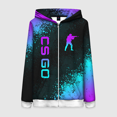 Женская толстовка на молнии CS GO NEON SYMBOL STYLE SKIN КС ГО НЕОН / 3D-Белый – фото 1