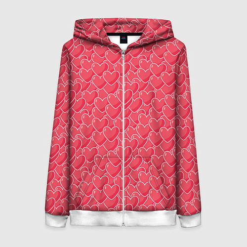 Женская толстовка на молнии Моя Любовь сердечки / 3D-Белый – фото 1