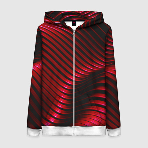 Женская толстовка на молнии Волны красного металла / 3D-Белый – фото 1