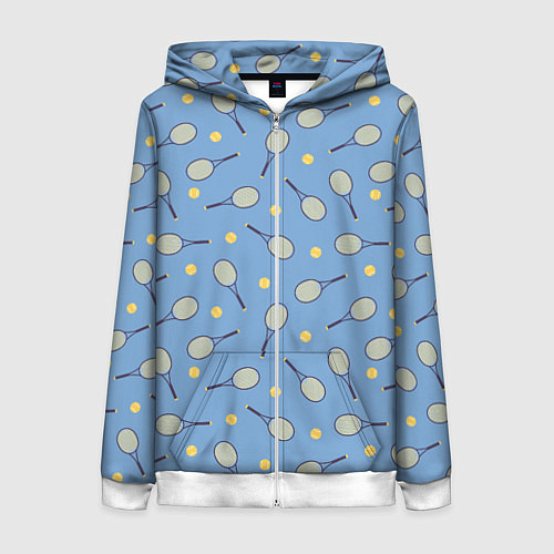 Женская толстовка на молнии Большой теннис паттерн / 3D-Белый – фото 1