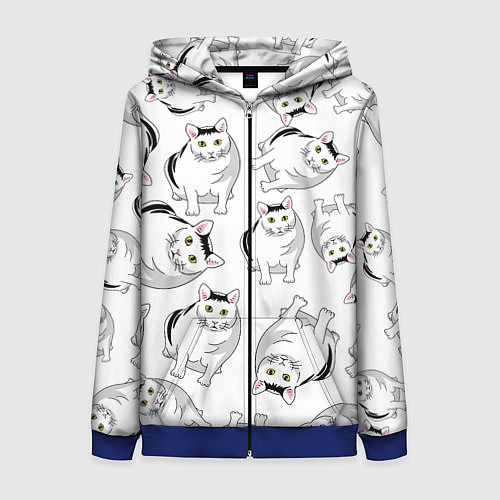 Женская толстовка на молнии КОТИКИ МЕМ МЯУ / 3D-Синий – фото 1