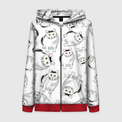Толстовка на молнии женская КОТИКИ МЕМ МЯУ, цвет: 3D-красный
