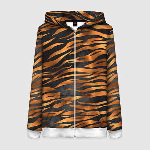 Женская толстовка на молнии В шкуре тигра / 3D-Белый – фото 1