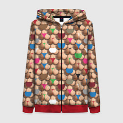 Толстовка на молнии женская Попки, цвет: 3D-красный