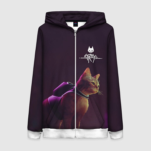 Женская толстовка на молнии Stray: Wandering Cat / 3D-Белый – фото 1