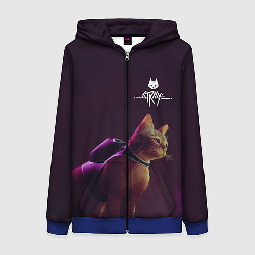 Женская толстовка на молнии Stray: Wandering Cat / 3D-Синий – фото 1