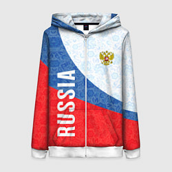 Толстовка на молнии женская RUSSIA SPORT STYLE РОССИЯ СПОРТИВНЫЙ СТИЛЬ, цвет: 3D-белый