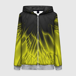 Женская толстовка на молнии Коллекция Rays Лучи Желтый и черный Абстракция 662