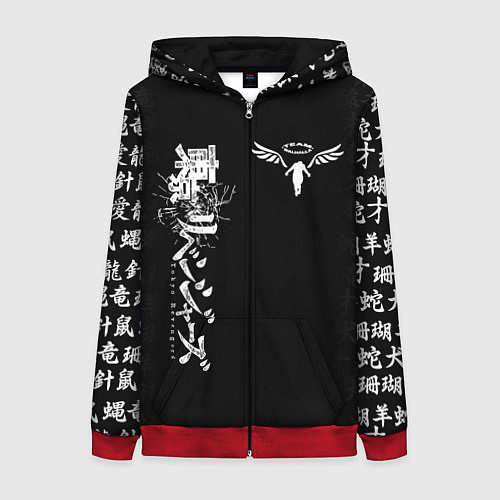 Женская толстовка на молнии TOKYO REVENGERS WALHALLA TEAM WHITE / 3D-Красный – фото 1