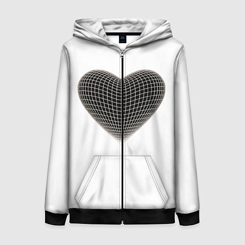 Женская толстовка на молнии HEART PRINT / 3D-Черный – фото 1