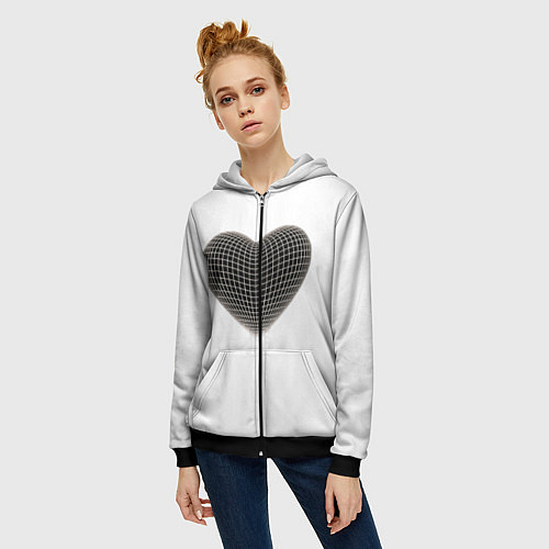 Женская толстовка на молнии HEART PRINT / 3D-Черный – фото 3