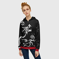 Толстовка на молнии женская ТАТУИРОВКА ДРАКЕНА WHITE AND BLACK, цвет: 3D-красный — фото 2