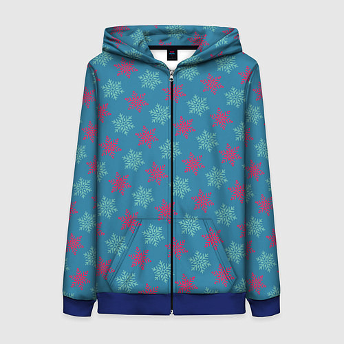 Женская толстовка на молнии Christmas Pattern New / 3D-Синий – фото 1