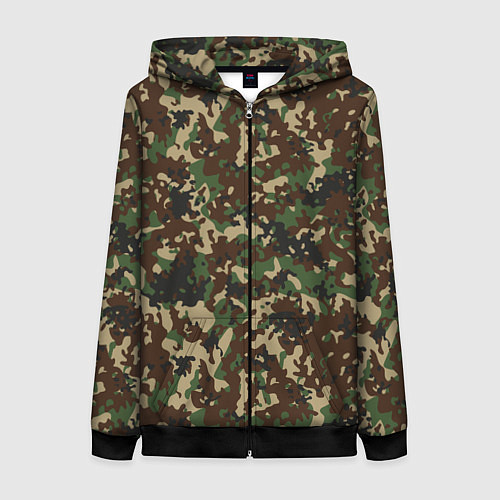 Женская толстовка на молнии Камуфляж Излом / 3D-Черный – фото 1