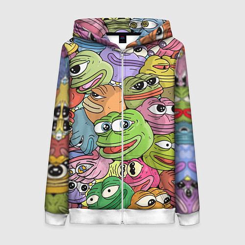 Женская толстовка на молнии Pepe BOMBING / 3D-Белый – фото 1