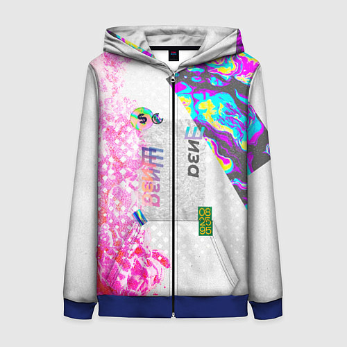 Женская толстовка на молнии Шаза Психоделика / 3D-Синий – фото 1