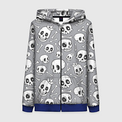 Толстовка на молнии женская Skulls & bones, цвет: 3D-синий