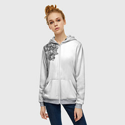 Толстовка на молнии женская Черно Белые КруЖева, цвет: 3D-меланж — фото 2