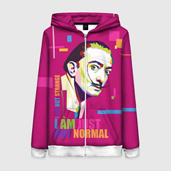 Толстовка на молнии женская Salvador Dali: I am just not normal, цвет: 3D-белый