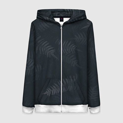 Женская толстовка на молнии Влажный Папоротник / 3D-Белый – фото 1