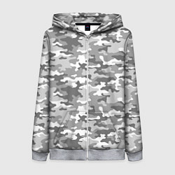 Толстовка на молнии женская Серый Военный Камуфляж, цвет: 3D-меланж