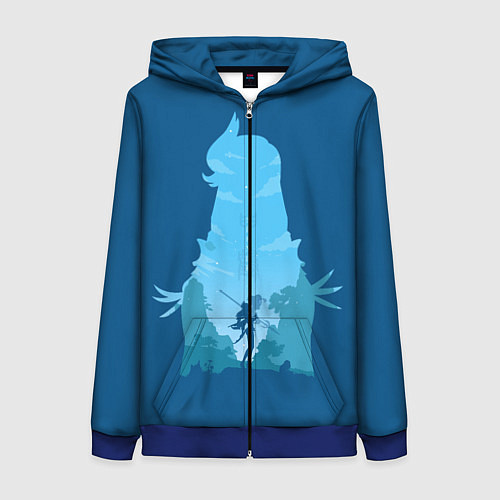 Женская толстовка на молнии Шень Хе Genshin Impact / 3D-Синий – фото 1
