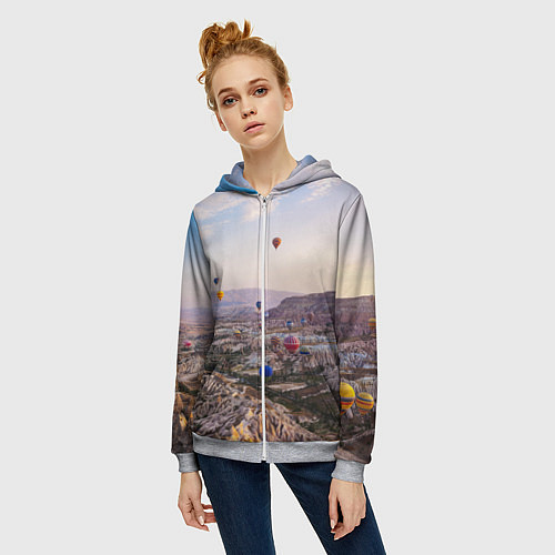 Женская толстовка на молнии Воздушные Шары! / 3D-Меланж – фото 3