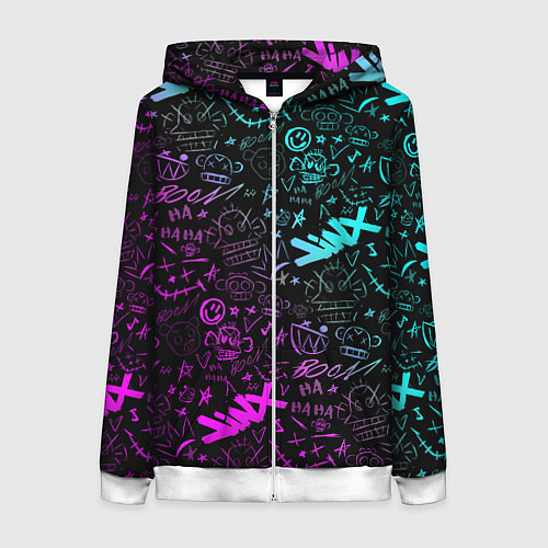 Женская толстовка на молнии League Of Legends - Arcane неон логотипы / 3D-Белый – фото 1