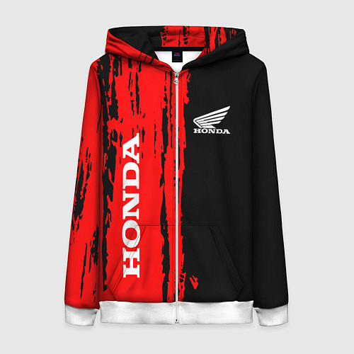 Женская толстовка на молнии Honda марка авто / 3D-Белый – фото 1