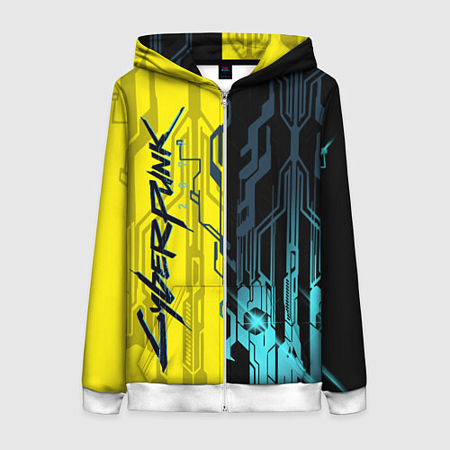 Женская толстовка на молнии CYBERPUNK 2077 Логотип / 3D-Белый – фото 1