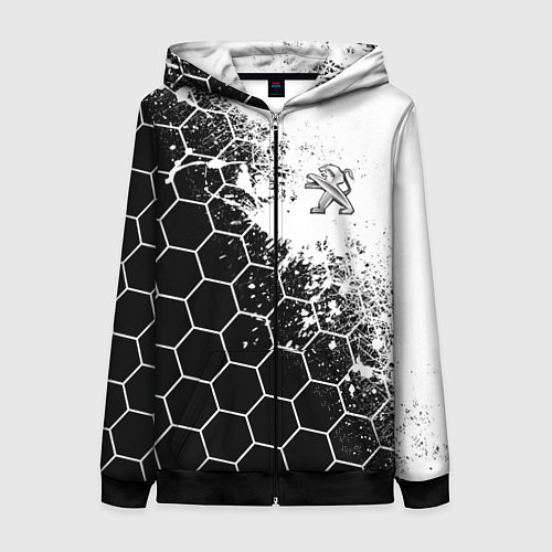 Женская толстовка на молнии Peugeot Соты / 3D-Черный – фото 1