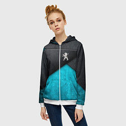 Толстовка на молнии женская Peugeot: Металл в цвет, цвет: 3D-белый — фото 2