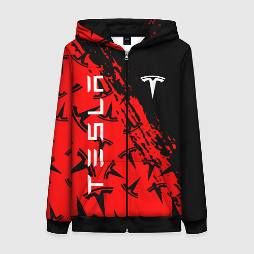 Женская толстовка на молнии Tesla red pattern / 3D-Черный – фото 1