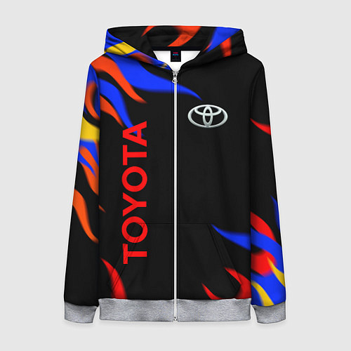 Женская толстовка на молнии Toyota Разноцветный огонь / 3D-Меланж – фото 1