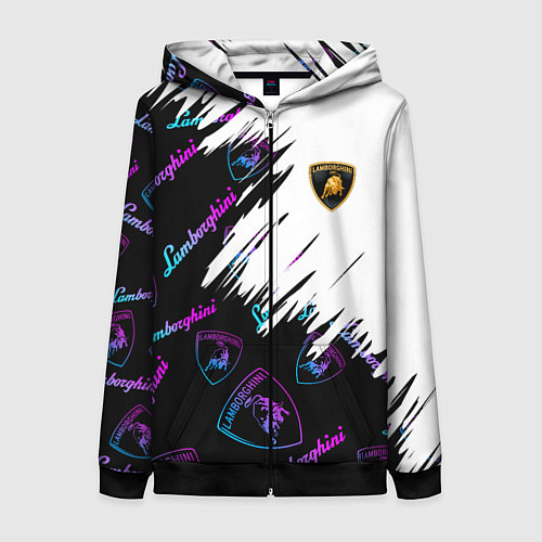 Женская толстовка на молнии Lamborghini pattern gradient / 3D-Черный – фото 1