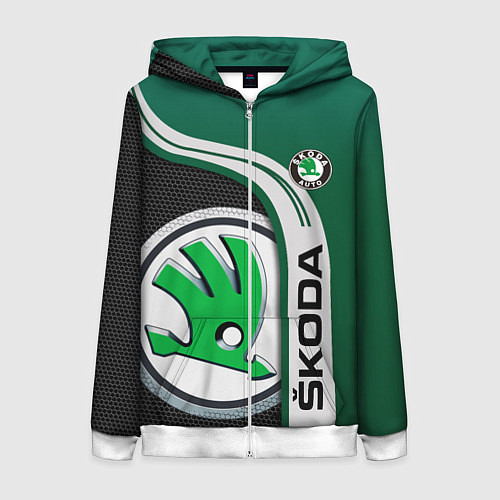 Женская толстовка на молнии SKODA AUTO ШКОДА АВТО / 3D-Белый – фото 1