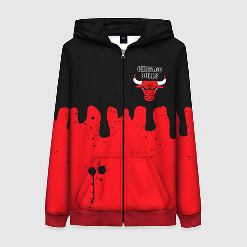 Женская толстовка на молнии Chicago Bulls Чикаго Буллз Логотип / 3D-Красный – фото 1