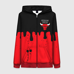 Толстовка на молнии женская Chicago Bulls Чикаго Буллз Логотип, цвет: 3D-красный