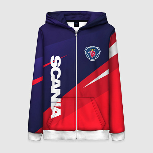 Женская толстовка на молнии Scania Скания / 3D-Белый – фото 1