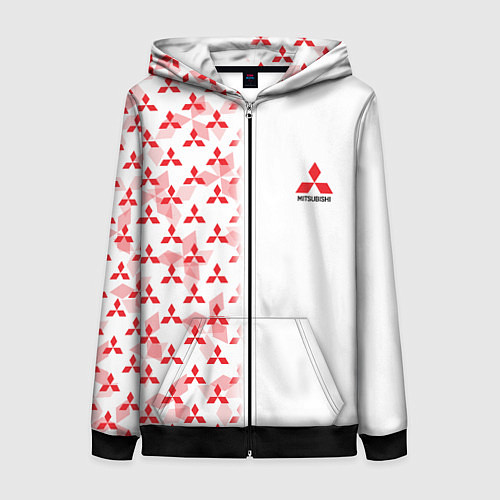 Женская толстовка на молнии Mitsubishi Mini logo Half pattern / 3D-Черный – фото 1