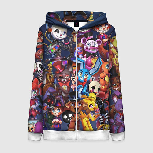 Женская толстовка на молнии Cute Fnaf Pattern / 3D-Белый – фото 1