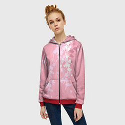 Толстовка на молнии женская Цветущая ива, цвет: 3D-красный — фото 2