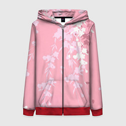 Толстовка на молнии женская Цветущая ива, цвет: 3D-красный
