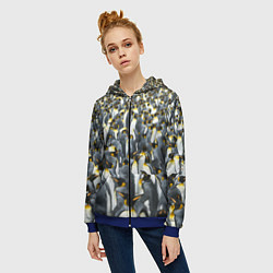 Толстовка на молнии женская Пингвины Penguins, цвет: 3D-синий — фото 2