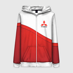 Толстовка на молнии женская Митсубиси Mitsubishi LOGO, цвет: 3D-белый